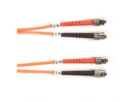OM2 50/125 Multimode Fiber Optic Patch Cable - OFNR PVC, ST to ST, Orange, 1-m (