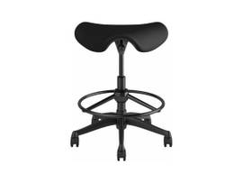 FREEDOM SADDLE STOOL WITH DESK HEIGHT CYLINDER - ONYX CORVARA LEATHER