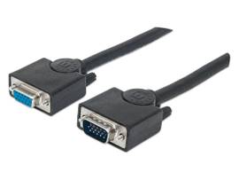 Manhattan SVGA Extension Cable HD15 Male / HD15 Female, 15 m (50 FT.), Black