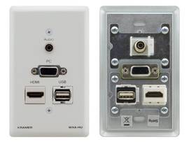 KRAMER WXA-HU/US(W) PASS VE PASS THROUGH WALL PLATE 15 PIN HD 3.5MM AUDIO USB HDMI WHT FRAME