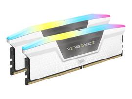 CORSAIR DDR5, 6400MT/S 32GB 2X16GB DIMM, UNBUFFERED, 32-40-40-84, STD PMIC, XMP 3.0, VENGEANCE RGB DDR5 WHITE HEATSPREADER, RGB LED, 1.4V