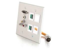 C2G RR AL WALLPLATE HD15+3.5+3RCA+4KS