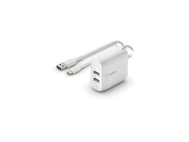 BELKIN DUAL USBA WLCHARGER 1M PVC A-C,24W,WT