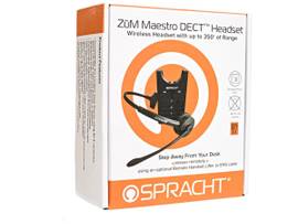 SPRACHT HS-2018 ZUM MAESTRO DECT HEADSET WIRELESS HEADSET FOR DESKTOP PHONES UP 350 OF RANGE. SINGLE EAR. CHARGING BASE. LEATHERETTE EAR PAD.