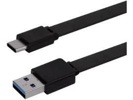 MONOPRICE FLAT USB TYPE-C TO TYPE-A 3.2 GEN1 CHARGE AND SYNC CABLE_ 5GBPS_ 3A_ BLACK_ 6FT