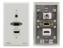 KRAMER WXA-H1/US(W) PASS VE PASS THROUGH WALL PLATE 15 PIN HD 3.5MM AUDIO HDMI WHT FRAME