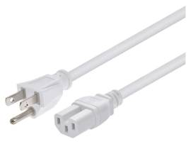 MONOPRICE HEAVY DUTY POWER CORD - NEMA 5-15P TO IEC 60320 C15_ 14AWG_ 15A_ SJT_ 125V_ WHITE_ 8FT