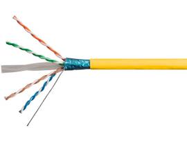 MONOPRICE CAT6A ETHERNET BULK CABLE - SOLID_ 550MHZ_ F/UTP_ CMR_ RISER RATED_ PURE BARE COPPER WIRE_ 10G_ 23AWG_ NO LOGO_ 500FT_ YELLOW (UL) (TAA)