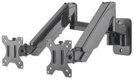 Manhattan Dual Wall Mount for TV & Monitors (Full Motion Gas Spring), For screens 17" to 32", VESA compatability: 75x75mm and 100x100mm - check the dimensions of the four mounting holes on back of screen to ensure it fits, Max 8kg each, Black, Bracket, Th