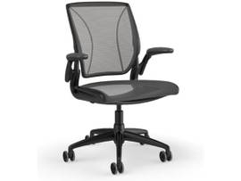 DIFFRIENT WORLD TASK CHAIR WITH BLACK FRAME AND GRAPHITE PINSTRIPE MESH