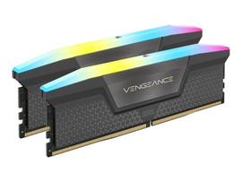 CORSAIR DDR5, 5600MT/S 32GB 2X16GB DIMM, UNBUFFERED, 40-40-40-77, AMD EXPO, VENGEANCE RGB DDR5 GREY HEATSPREADER, RGB LED, 1.25V