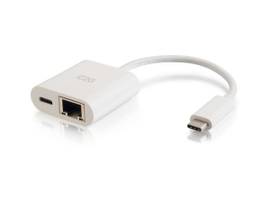 C2G USB-C ETH ADPTR W/ POWER WHT