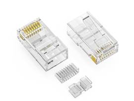 AXIOM RJ45 CAT6A UTP PLUG, 3PC TYPE, SOLID/STRANDED WIRE, 50 MICRON, 100-PACK
