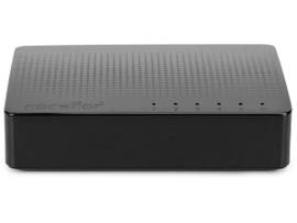 ROCSTOR JETCONNECT JC05 5-PORT GIGABIT DESKTOP / WALLMOUNT UNMANAGED NETWORK SWITCH, 5 X 10/100/1000 RJ-45 PORTS - TAA COMPLIANT - BLACK