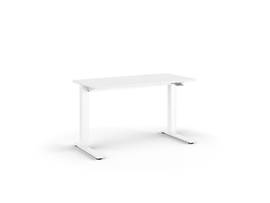 FLOAT SIT/STAND TABLE WITH 24INX48IN WHITE LAMINATE SURFACE, 42IN BASE, REMOVEABLE COUNTERBALANCE CRANK, AND HEIGHT ADJUSTMENT PADDLE ON RIGHT