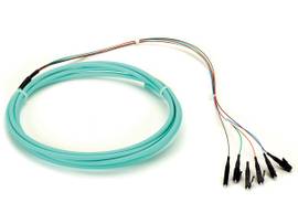 OM3 50-Micron Multimode Fiber Optic Pigtail - 12-Strand, OFNR, PVC, LC, Aqua, 3-