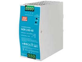 SINGLE OUTPUT 240 W 48 VDC AT 5 A COMPLETE PROTECTION FUNCTIONS UNIVERSAL AC INPUT METAL HOUSING BLUE/SILVER