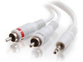 C2G 50FT 3.5MM(M) to RCA MALE Y-CBL WHT