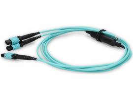 AddOn 6m MPO-16 (Female) to 4xMPO (Female) OM4 16-strand Crossover Aqua Fiber OF