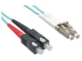Fiber optic cable - LC Right Connector - SC Left Connector - 0.5M Length - Aqua
