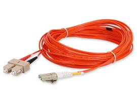 This is a 3m LC (male) to SC (male) orange duplex riser-rated fiber patch cable.