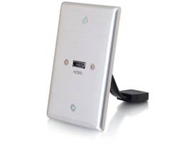 C2G SINGLE GANG WALL PLATE HDMI PIGTAIL AL