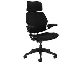 FREEDOM TASK CHAIR WITH HEADREST, GRAPHITE FRAME AND HEIGHT-ADJUSTABLE ARMS - BLACK CORDE 4 FABRIC