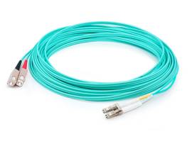 ADD-ON ADDON 3M SC (MALE) TO LC (MALE) OM4 STRAIGHT AQUA DUPLEX FIBER PLENUM PAT