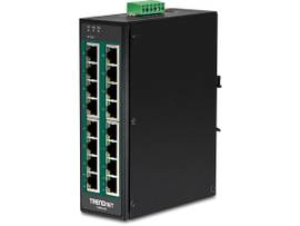 TRENDNET 16-PORT HARDENED INDUSTRIAL GIGABIT POE+ DIN-RAIL SWITCH
