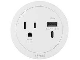 LEGRAND-WIREMOLD ROUND FPC 1 OUTLET USB WHITE