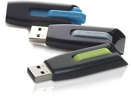 VERBATIM 16GB STORE N GO V3 USB 3.2 GEN 1  FLASH DRIVE  3PK BLUE, GREEN, GRAY