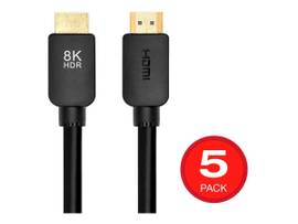 MONOPRICE 8K ULTRA HIGH SPEED HDMI CABLE_ 48GBPS_ BLACK_ 10FT_ 5 PACK