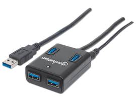 USB 3.0 4 PORT HUB, BLK W/ POWER ADAPTER