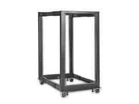ROCSTOR SOLIDRACK 22U ADJUSTABLE DEPTH OPEN FRAME 4 POST RACK W/ CASTERS - INCLUDES CASTERS - ASSEMBLY REQUIRED - LOAD CAPACITY OF 1200 LBS - 19IN
