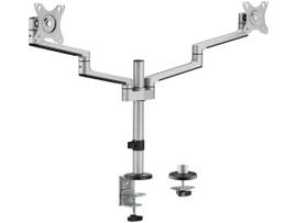 ROCSTOR ERGOREACH EP14 PREMIUM ALUMINUM ARTICULATING DUAL-SCREEN MOUNT, SUPPORTS UP TO TWO 32 DISPLAY, 17.6 LB/SCREEN- VESA 75X75 & 100X100MM -