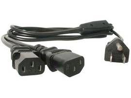 6FT POWER Y CORD, NEMA5-15P TO 2X C13