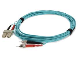 This is a 3m SC (male) to ST (male) aqua duplex riser-rated fiber patch cable. A