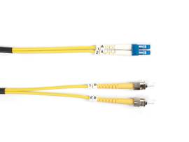 OS2 9/125 Singlemode Fiber Optic Patch Cable - OFNR PVC, ST to LC, Yellow, 2-m (