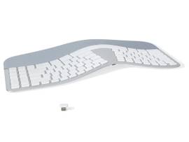 SCULPTED ERGONOMIC RECHARGEABLE KEYBOARD FOR MAC - SILVER W/ WHITE KEYS - RF WIRELESS