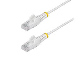 STARTECH 25FT WHITE SLIM CAT6 ETHERNET CABLE, SNAGLESS, 100W POE, UTP, LSZH, 28AWG BARE COPPER WIRE, SLIM RJ45 NETWORK PATCH CORD, FLUKE TESTED