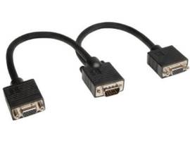 VGA Monitor Y Splitter Cable (HD15 M/2xF), 1 ft. (0.31 m) - Molded, double-shiel