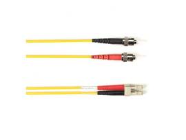 OS2 9/125 Singlemode Fiber Optic Patch Cable - OFNR PVC, ST to LC, Yellow, 30-m