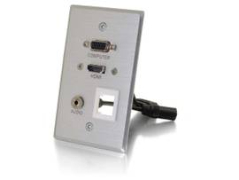 C2G SINGLE GANG HDMI/VGA/3.5MM/KEYSTONE