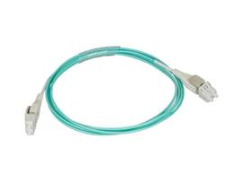 MONOPRICE OM3 FIBER OPTIC CABLE - REVERSE POLARITY LC/LC UNIBOOT_ UL_ 50/125 TYPE_ 10GB_ AQUA_ 3M_ CORNING