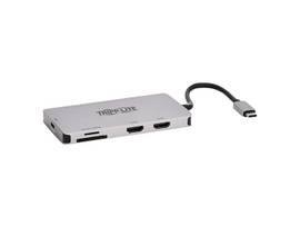 TRIPP USB-C DOCK DUAL DISPLAY 4K 60 HZ HDMI USB 32 GEN 1 USB-A HUB MEMORY CARD 100W PD CHARGING GRAY