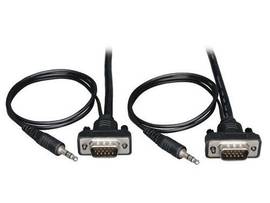 6ft VGA Coax Monitor Cable Low Profile with Audio and RGB High Resolution HD15 3