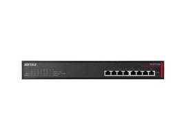BUFFALO GIGABIT UNMANAGED POE SWITCH 8-PORT METAL CHASSIS LIFETIME WARRANTY 19-INCH RACK