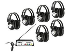 VCOM 6 STATION WIRELESS LISTENING CENTER - WITH MULTI-FREQUENCY HEADPHONES (6) AND TRANSMITTER (1)