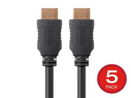 MONOPRICE 4K HIGH SPEED HDMI CABLE 3FT - 18GBPS BLACK - 5 PACK