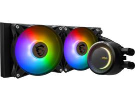 MSI MAG CORELIQUID E240 AIO LIQUID CPU COOLER, 240MM RADIATOR, DUAL 120MM PWN FANS, ARGB LIGHTING CONTROLLED BY SOFTWARE